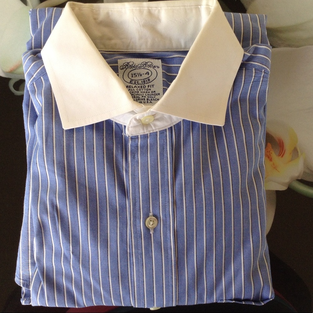 Button Down Brooks Brother Blue and White Shirt